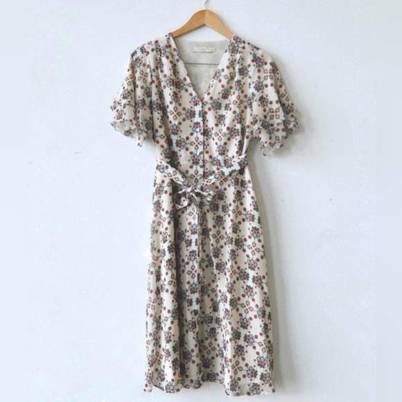 B. Yellowtail Tanna Rae Flutter Sleeve Dress Ivory Medium New With Tags - Picture 1 of 5